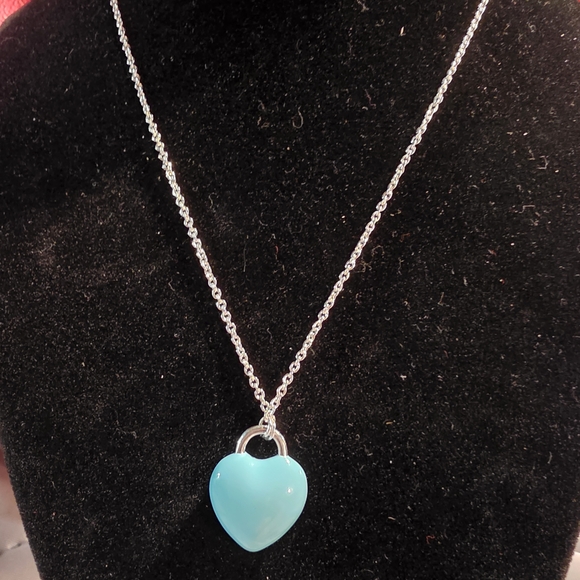 Tiffany & Co. Silver and Blue Heart Necklace - Picture 5 of 5